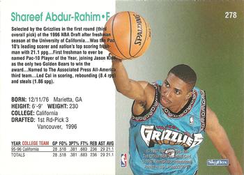 1996-97 Hoops #278 Shareef Abdur-Rahim Back