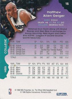 1996-97 Hoops #16 Matt Geiger Back