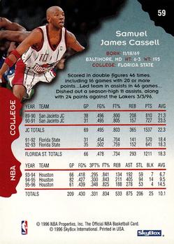 1996-97 Hoops #59 Sam Cassell Back