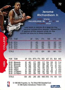 1996-97 Hoops #72 Pooh Richardson Back