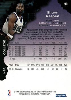 1996-97 Hoops #90 Shawn Respert Back