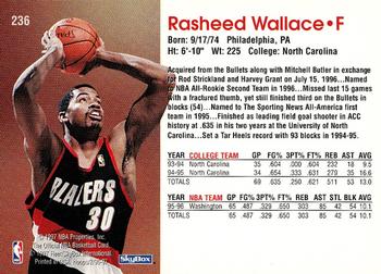 1996-97 Hoops #236 Rasheed Wallace Back