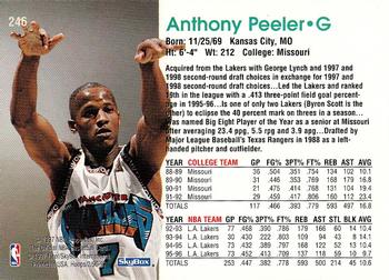 1996-97 Hoops #246 Anthony Peeler Back