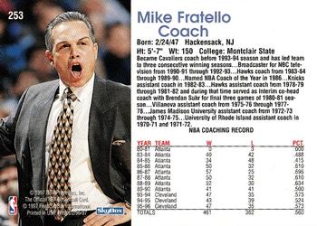 1996-97 Hoops #253 Mike Fratello Back