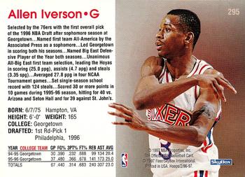 1996-97 Hoops #295 Allen Iverson Back