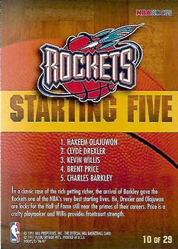 1996-97 Hoops - Starting Five #10 Charles Barkley / Clyde Drexler / Hakeem Olajuwon / Brent Price / Kevin Willis Back