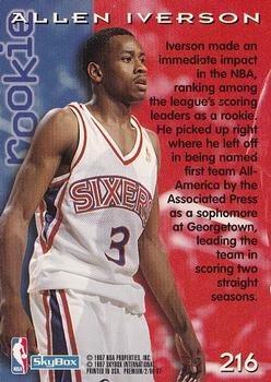 1996-97 SkyBox Premium #216 Allen Iverson Back