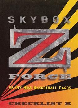 1996-97 SkyBox Z-Force #100 Checklist Front