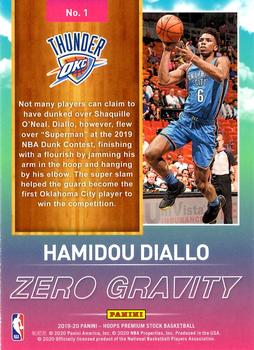 2019-20 Hoops Premium Stock - Zero Gravity #1 Hamidou Diallo Back