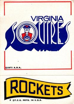 1973-74 Topps - Team Stickers #NNO Virginia Squires / Rockets Front
