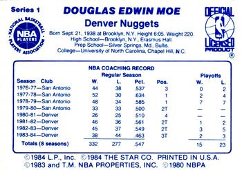 1985 Star Coaches #NNO Doug Moe Back