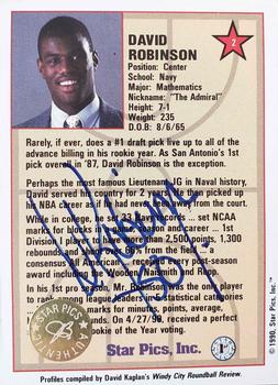 1990 Star Pics - Autographs #2 David Robinson Back