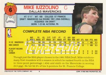 1992-93 Topps - Gold #6 Mike Iuzzolino Back
