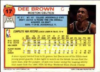 1992-93 Topps - Gold #17 Dee Brown Back