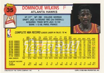 1992-93 Topps - Gold #35 Dominique Wilkins Back