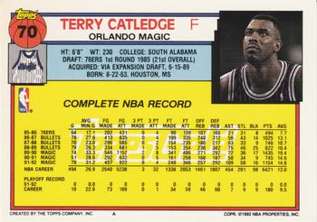 1992-93 Topps - Gold #70 Terry Catledge Back