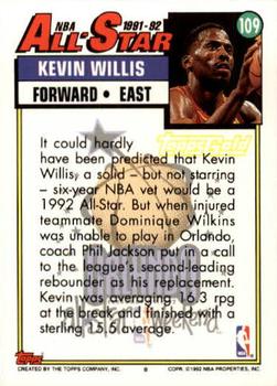 1992-93 Topps - Gold #109 Kevin Willis Back