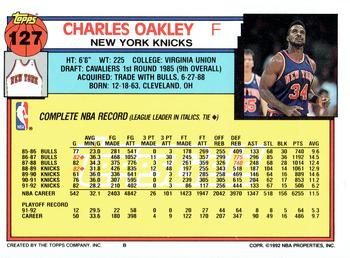 1992-93 Topps - Gold #127 Charles Oakley Back