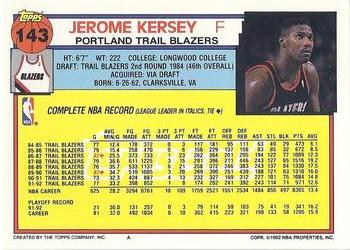 1992-93 Topps - Gold #143 Jerome Kersey Back