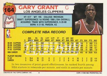 1992-93 Topps - Gold #164 Gary Grant Back
