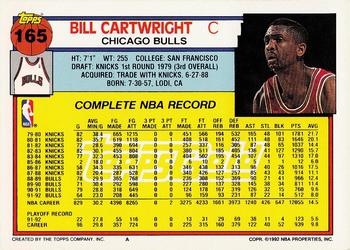 1992-93 Topps - Gold #165 Bill Cartwright Back
