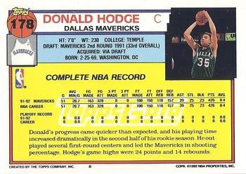 1992-93 Topps - Gold #178 Donald Hodge Back