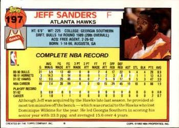 1992-93 Topps - Gold #197 Jeff Sanders Back