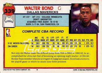1992-93 Topps - Gold #339 Walter Bond Back