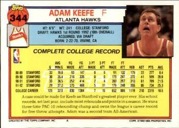 1992-93 Topps - Gold #344 Adam Keefe Back
