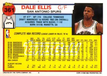1992-93 Topps - Gold #361 Dale Ellis Back