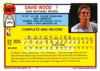 1992-93 Topps - Gold #367 David Wood Back