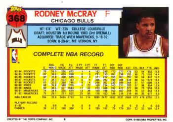1992-93 Topps - Gold #368 Rodney McCray Back