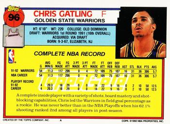 1992-93 Topps - Gold #96 Chris Gatling Back