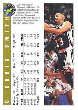 1992 Classic Draft Picks - Gold #6 Chris Smith Back