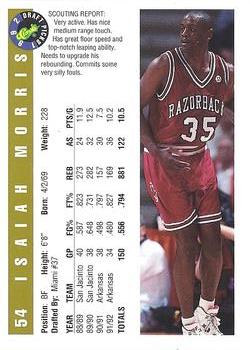 1992 Classic Draft Picks - Gold #54 Isaiah Morris Back