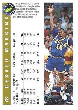 1992 Classic Draft Picks - Gold #78 Gerald Madkins Back
