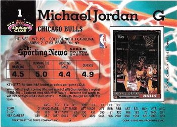 1992-93 Stadium Club - Members Only #1 Michael Jordan Back