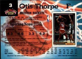 1992-93 Stadium Club - Members Only #3 Otis Thorpe Back