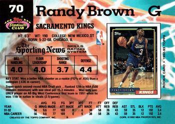1992-93 Stadium Club - Members Only #70 Randy Brown Back