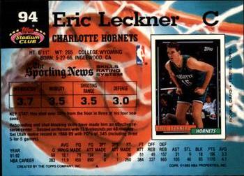 1992-93 Stadium Club - Members Only #94 Eric Leckner Back