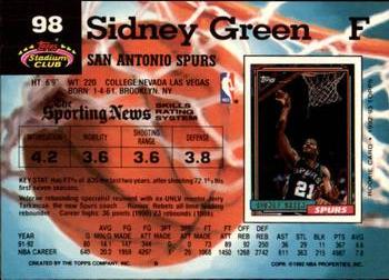 1992-93 Stadium Club - Members Only #98 Sidney Green Back