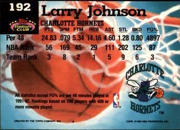 1992-93 Stadium Club - Members Only #192 Larry Johnson Back