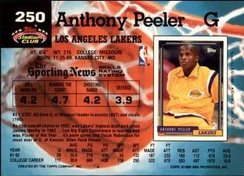 1992-93 Stadium Club - Members Only #250 Anthony Peeler Back