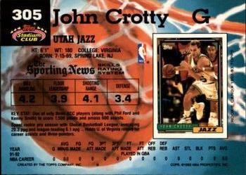1992-93 Stadium Club - Members Only #305 John Crotty Back