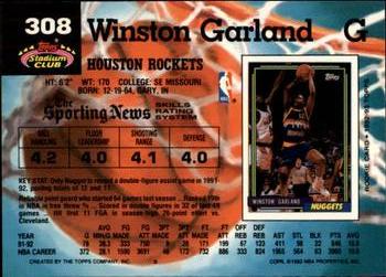 1992-93 Stadium Club - Members Only #308 Winston Garland Back