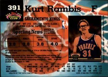 1992-93 Stadium Club - Members Only #391 Kurt Rambis Back