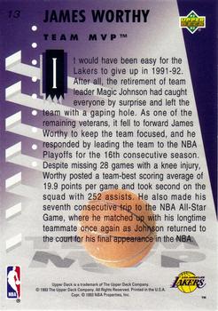 1992-93 Upper Deck MVP Holograms #13 James Worthy Back
