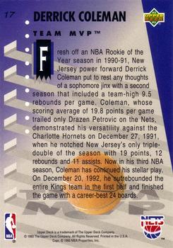 1992-93 Upper Deck MVP Holograms #17 Derrick Coleman Back