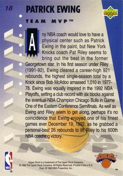 1992-93 Upper Deck MVP Holograms #18 Patrick Ewing Back