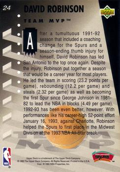 1992-93 Upper Deck MVP Holograms #24 David Robinson Back